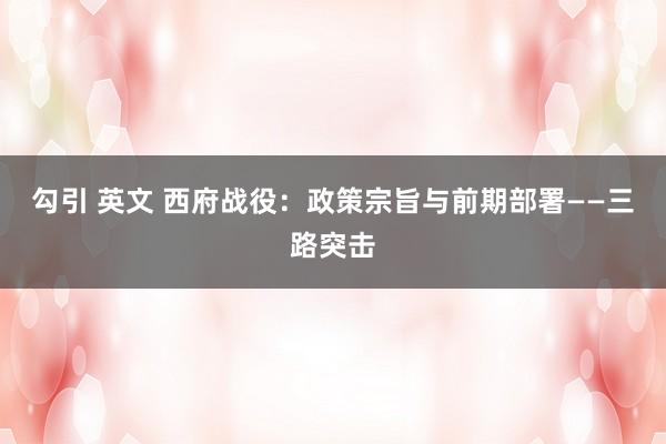 勾引 英文 西府战役：政策宗旨与前期部署——三路突击